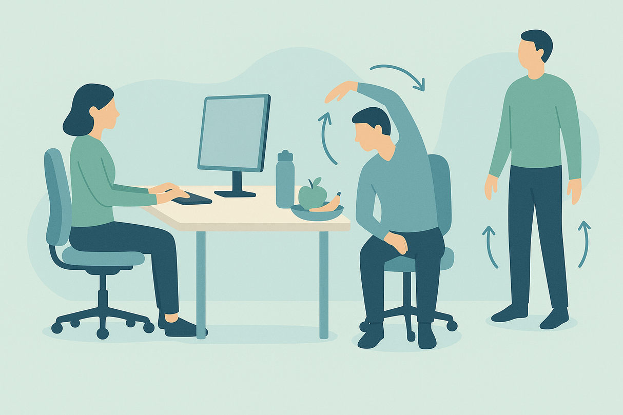 Mastering Desk-Bound Wellness: Ergonomics, Nutrition & Movement
keep it simple, no texts on the image