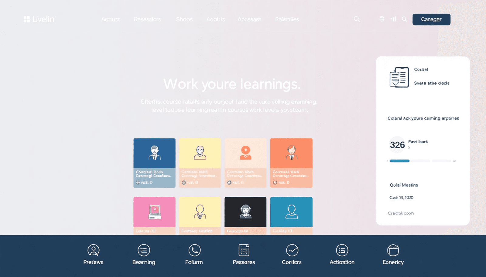 Modern online learning platform interface with a clean, minimalist course catalog and education-themed icons.